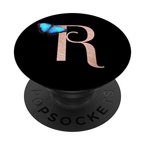 Letter R rose pink blue butterfly monogram initial R PopSockets PopGrip- Swappable Grip for Phones and Tablets Letter R rose pink blue butterfly monogram initial R PopSockets PopGrip- Swappable Grip for Phones and Tablets