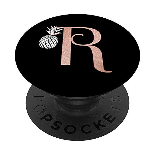 Letter R rose pink monogram phone stand pineapple initial R PopSockets Grip and Stand for Phones and Tablets
