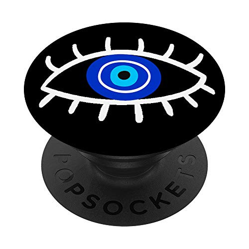 Evil Eye Symbol Blue on Black Protection Good luck Charm PopSockets PopGrip- Swappable Grip for Phones  and  Tablets
