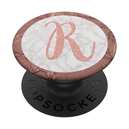 Letter R Initial Pink Rose Blush Monogram Girls Women Gift PopSockets PopGrip- Swappable Grip for Phones  and  Tablets