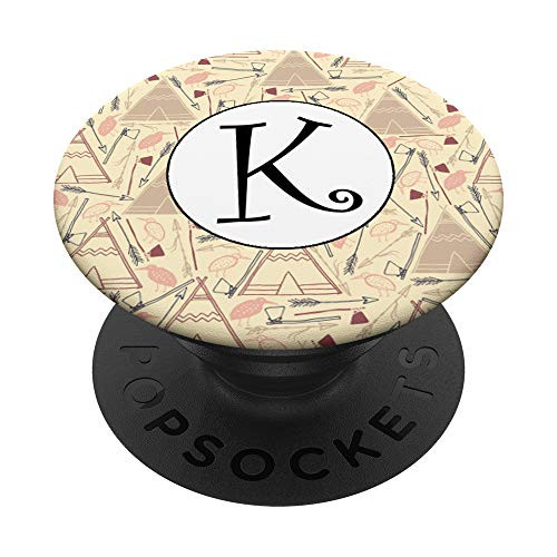 Feather Arrows - Letter K Monogram Initial Alphabet PopSockets Grip and Stand for Phones and Tablets