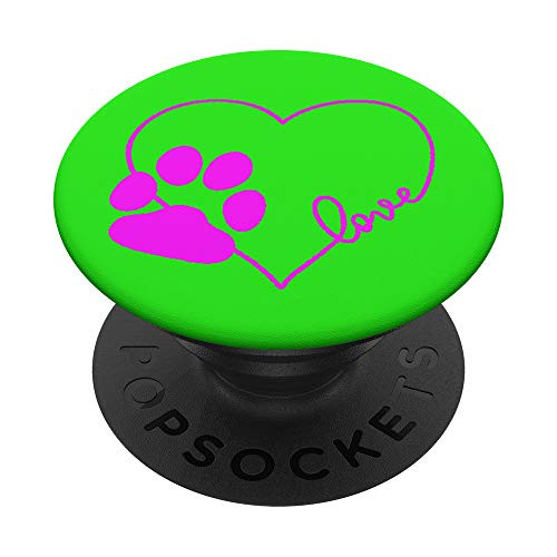 Love Dogs Cute Design Colorful Pink on Green PopSockets PopGrip- Swappable Grip for Phones  and  Tablets