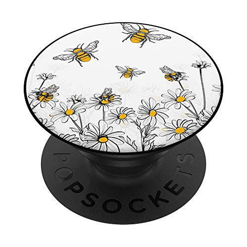 Daisies Flowers Meadow Spring Honeycomb Beekeeper Gift Bee PopSockets PopGrip- Swappable Grip for Phones  and  Tablets