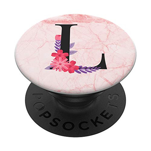 Floral Capital Letter Alphabet Monogram L Initial Letter PopSockets PopGrip- Swappable Grip for Phones  and  Tablets