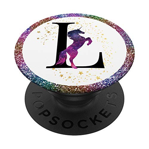 Black Monogram Letter L Initial Rainbow Unicorn PopSockets PopGrip- Swappable Grip for Phones and Tablets Black Monogram Letter L Initial Rainbow Unicorn PopSockets PopGrip- Swappable Grip for Phones and Tablets