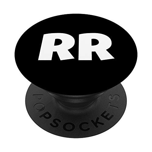 Monogram Initial Letter R R White on Black Background PopSockets Grip and Stand for Phones and Tablets