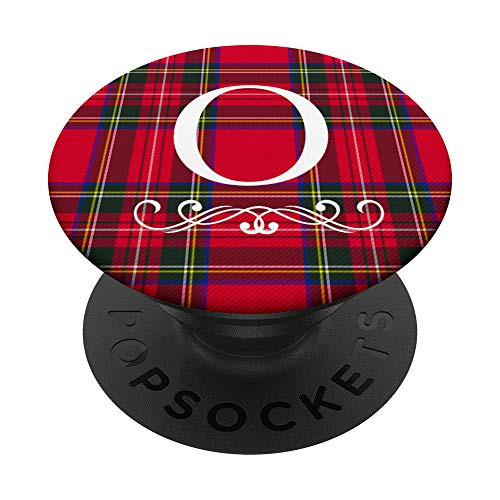 Royal Stewart Red Plaid Letter "O" Initial Monogram PopSockets PopGrip- Swappable Grip for Phones  and  Tablets
