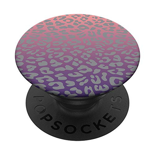 Pink Purple Ombre Leopard Cheetah Animal Print PopSockets PopGrip- Swappable Grip for Phones  and  Tablets