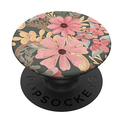 Pink Sage Green Flowers Leaves Watercolor Floral PopSockets PopGrip- Swappable Grip for Phones  and  Tablets
