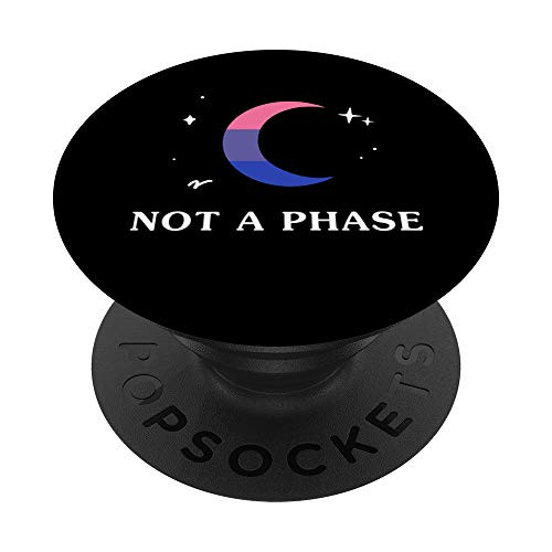 Not A Phase Bisexual LGBTQ Bi Pride Flag Moon PopSockets PopGrip- Swappable Grip for Phones  and  Tablets