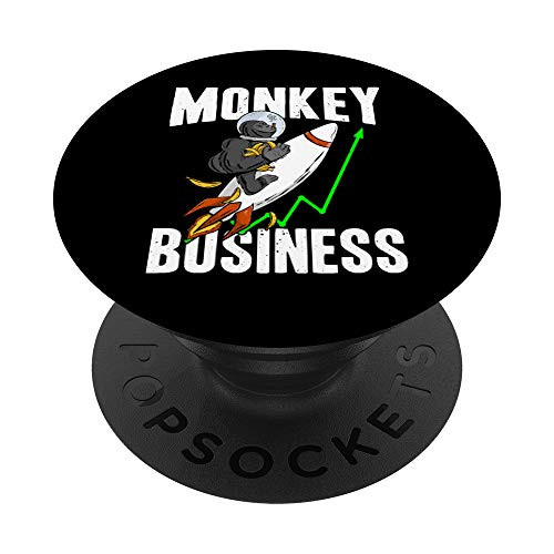 Monkey Business Stonks Stock Trader Meme Funny Saying PopSockets PopGrip- Swappable Grip for Phones  and  Tablets