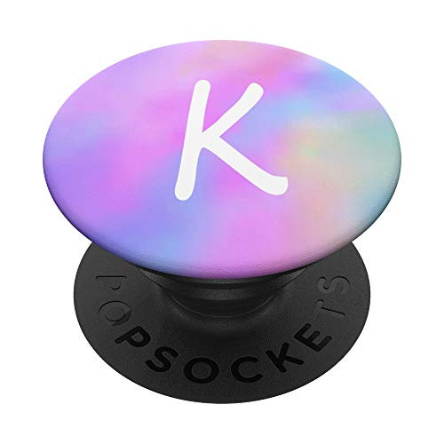 Tie Dye White Letter K Initial Monogram Unicorn Colorful PopSockets Grip and Stand for Phones and Tablets