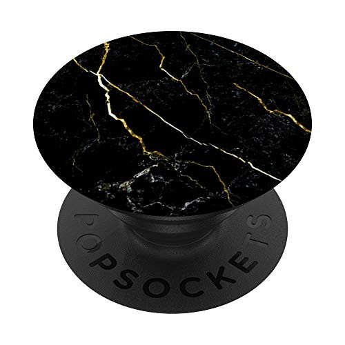 Elegant Black Marble-Look - Black Gold Grey - Simple Modern PopSockets PopGrip- Swappable Grip for Phones  and  Tablets