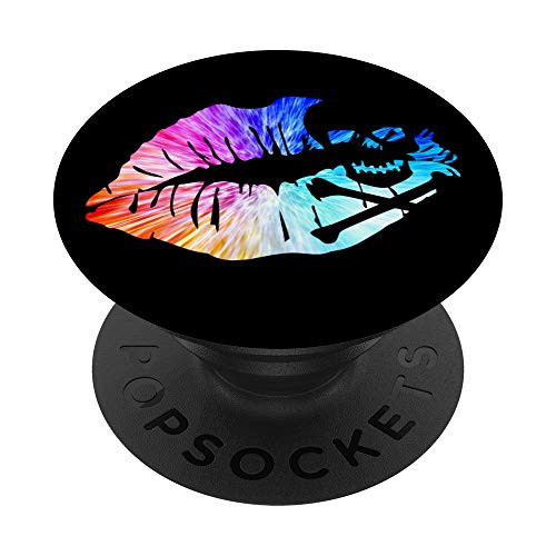 Fuzewear Kiss Lips Skull Trance PopSockets Stand for Smartphones and Tablets PopSockets PopGrip- Swappable Grip for Phones  and  Tablets