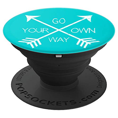 CocomoSoul-Mobile Go Your Own Way Arrow Journey Motivational -Turquoise- PopSockets Stand for Smartp PopSockets Grip and Stand for Phones and Tablets