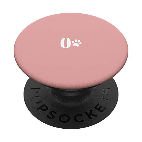 White Initial Letter O Paw Print Minimalist Rose PopSockets PopGrip- Swappable Grip for Phones  and  Tablets