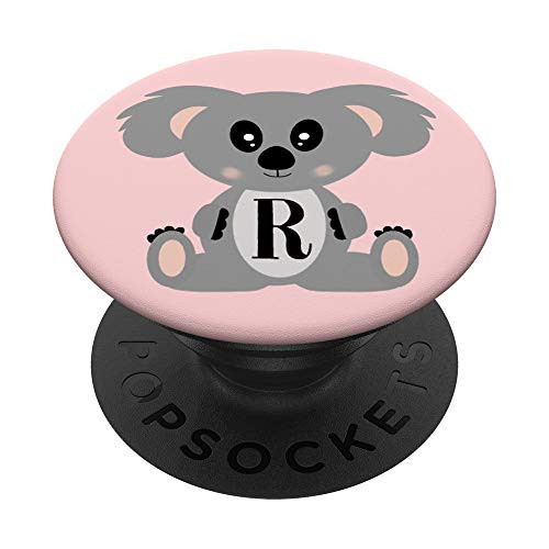 Cute Koala Bear Lover Gift for Girls Pink Letter R PopSockets Grip and Stand for Phones and Tablets