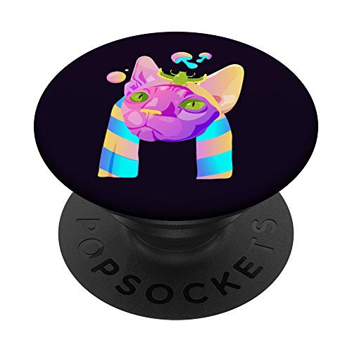Electronic Music Cat PopSockets PopGrip- Swappable Grip for Phones  and  Tablets