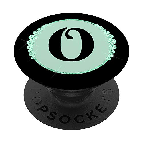 Letter O Personalized Monogram with Pretty Mint Green Backgr PopSockets Grip and Stand for Phones and Tablets