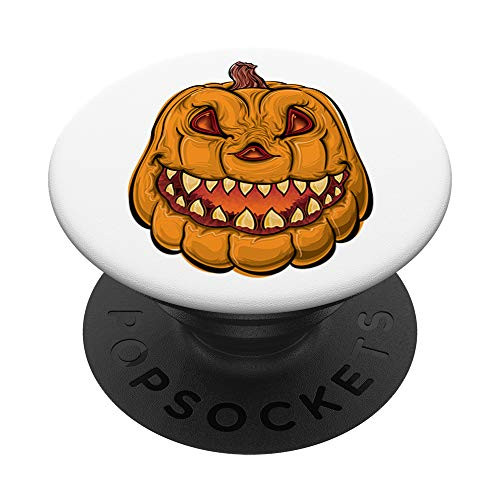 Scary Evil Jack O Lantern with Fangs Pumpkin Halloween 2019 PopSockets Grip and Stand for Phones and Tablets