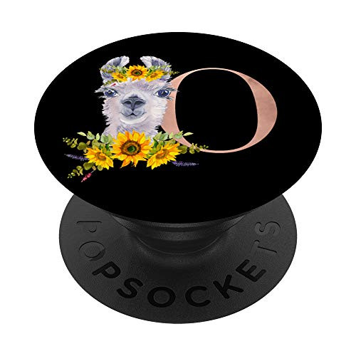 Mama Llama Sunflowers Black Letter O PopSockets PopGrip- Swappable Grip for Phones  and  Tablets