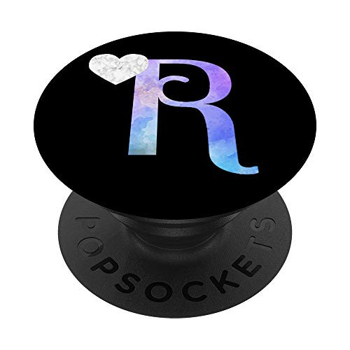 Letter r heart monogram initial r watercolor for girls PopSockets PopGrip- Swappable Grip for Phones  and  Tablets