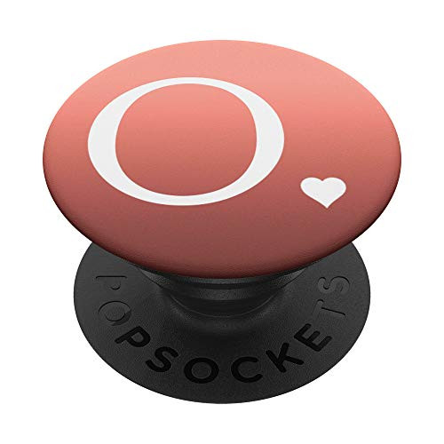 Heart White Letter O Initial Monogram Rose Pink Cute PopSockets Grip and Stand for Phones and Tablets