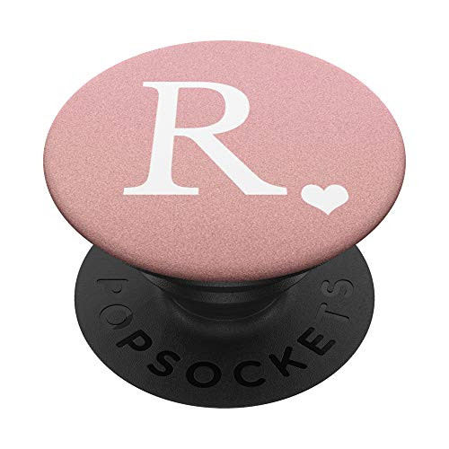 White Initial Letter R heart Monogram on Rose Pink PopSockets PopGrip- Swappable Grip for Phones and Tablets White Initial Letter R heart Monogram on Rose Pink PopSockets PopGrip- Swappable Grip for Phones and Tablets