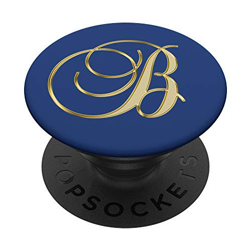 Phone Grip Letter B Tan Yellow. Initial B Tan Yellow On Blue PopSockets Grip and Stand for Phones and Tablets