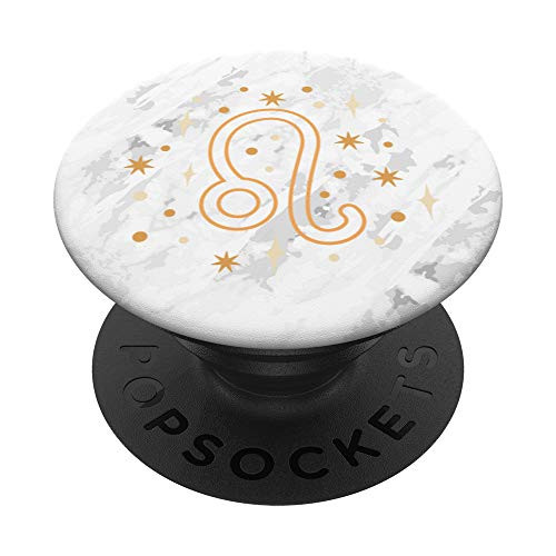 Zodiac Leo White PopSockets PopGrip- Swappable Grip for Phones  and  Tablets