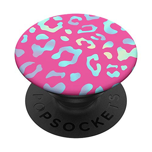 Rainbow Leopard Cheetah Pink PopSockets PopGrip- Swappable Grip for Phones  and  Tablets