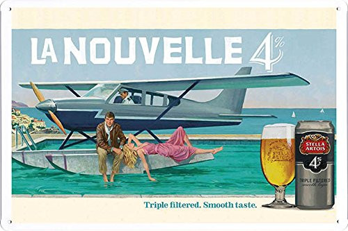 Tin Sign Metal Poster Plate (8"x12") of Stella Artois Beer Seaplane by Food & Beverage Decor Sign
