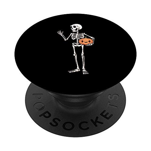 Skeleton Holding Jack-O-Lantern Pumpkin Funny Halloween PopSockets Swappable PopGrip