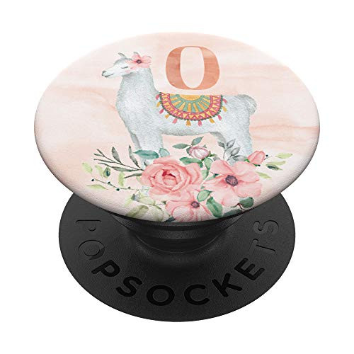 Llama Alpaca Rose Monogram Name Initial Letter O PopSockets Grip and Stand for Phones and Tablets