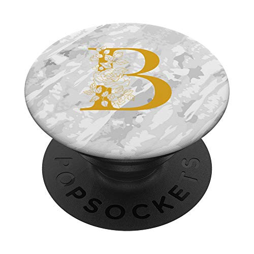 Monogram Letter Initial B White PopSockets PopGrip- Swappable Grip for Phones  and  Tablets