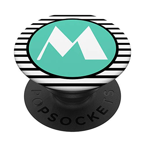 Letter M Initial M Aqua Teal Stripes Pattern PopSockets PopGrip- Swappable Grip for Phones  and  Tablets