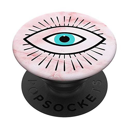 Black Evil Eye Pink White PopSockets PopGrip- Swappable Grip for Phones  and  Tablets