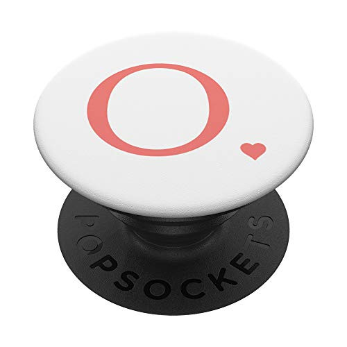 Heart Rose Pink Letter O Initial Monogram White Cute PopSockets Grip and Stand for Phones and Tablets