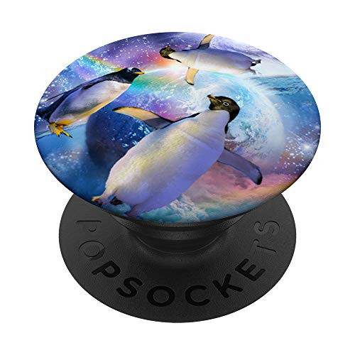 Galaxy Penguin - Penguins In Space PopSockets PopGrip- Swappable Grip for Phones  and  Tablets