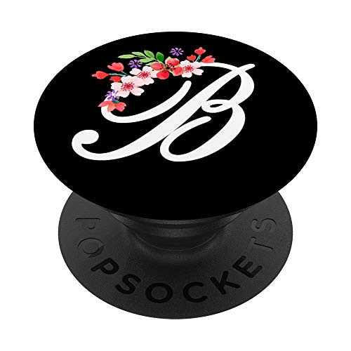 Letter B Floral Initial Monogram PopSockets Grip and Stand for Phones and Tablets