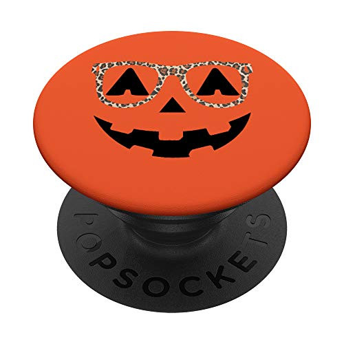 Jack O'Lantern Halloween Pumpkin Face with Leopard Glasses PopSockets Grip and Stand for Phones and Tablets Jack O'Lantern Halloween Pumpkin Face with Leopard Glasses PopSockets Grip and Stand for Phones and Tablets