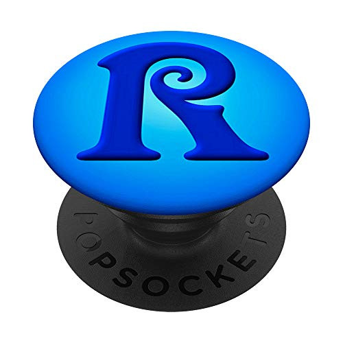 Initial R Monogram Blue Alphabet Letter R Personalized PopSockets PopGrip- Swappable Grip for Phones  and  Tablets