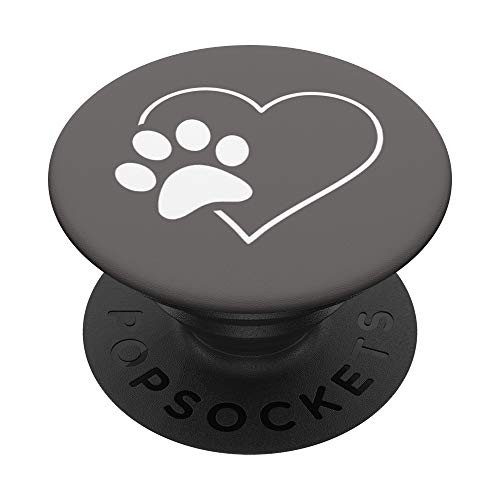 White Paw Print Heart Dog Cat Gray PopSockets PopGrip- Swappable Grip for Phones and Tablets White Paw Print Heart Dog Cat Gray PopSockets PopGrip- Swappable Grip for Phones and Tablets