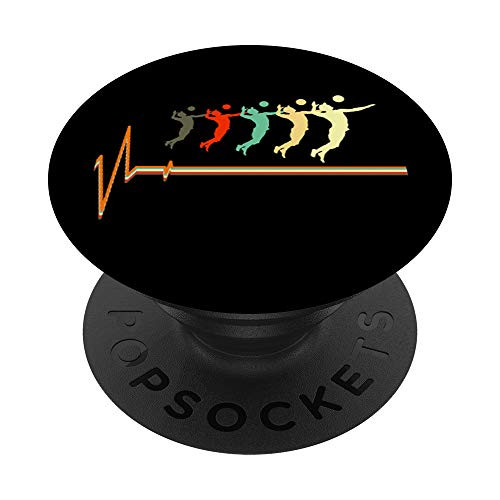 Retro Vintage Volleyball Heartbeat Love-r Gift PopSockets PopGrip- Swappable Grip for Phones  and  Tablets