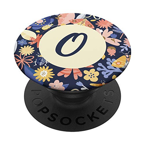 Pretty Initial Letter O Monogram on Floral Pattern PopSockets Grip and Stand for Phones and Tablets