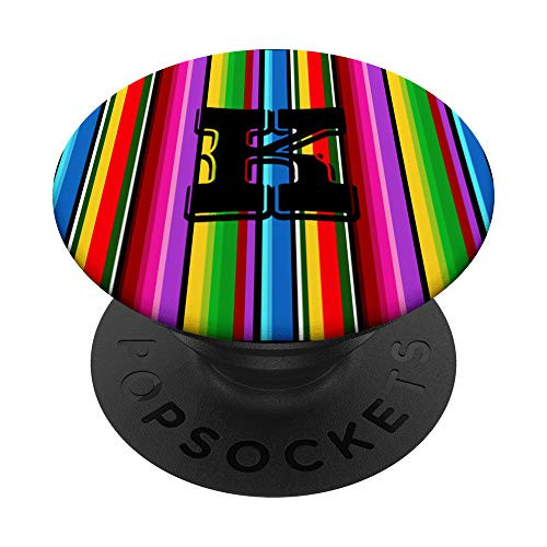 Letter K Initial Mexican Serape Poncho Pattern Western Style PopSockets PopGrip- Swappable Grip for Phones  and  Tablets