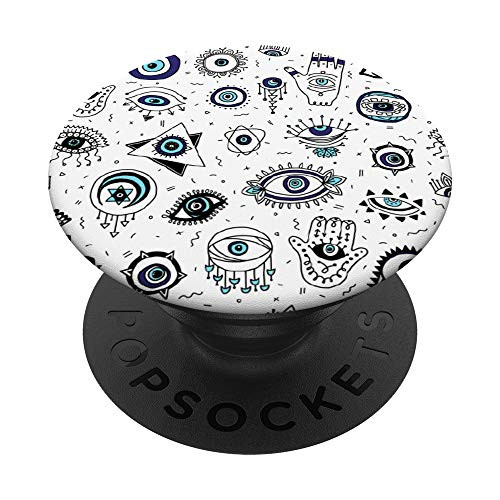 Turkish Evil Eye Pattern Phone Grip of Hand-Drawn Eyes PopSockets PopGrip- Swappable Grip for Phones  and  Tablets