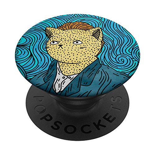 Cat Van Gogh Parody Painting. PopSockets PopGrip- Swappable Grip for Phones  and  Tablets