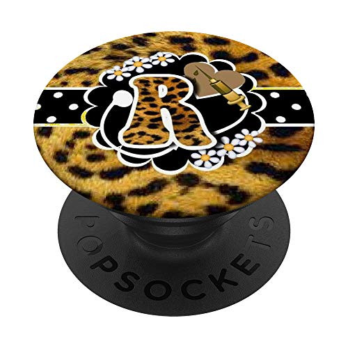 Cheetah Nurse Pop Letter R - Phone Case Grip R Monogram PopSockets Grip and Stand for Phones and Tablets