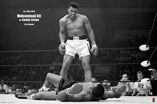 Pyramid America Muhammad Ali vs Sonny Liston First Minute Knockout Boxing Laminated Dry Erase Sign Poster 18x12